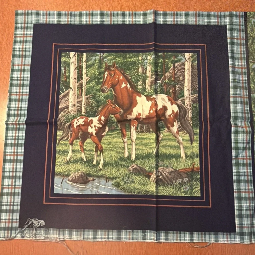 Horses Stallions Cotton Fabric Colts Mares Pillow Panels Quilt Top Squares BTY